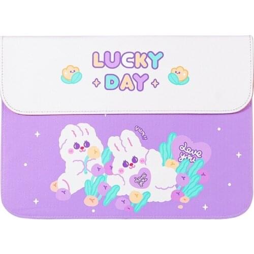 066F Cartoon Rabbit Laptop Faux Leather Envelope Sleeve Pouch Bag Carrying Case Cover for 12.9/13/13.3 Inch Notebook Computer