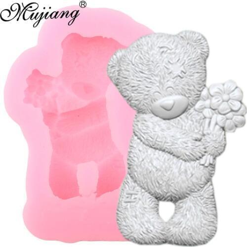 3D Craft Bear Silicone Mold Flower Cake Border Fondant Molds Wedding Cake Decorating Tools Candy Clay Chocolate Gumpaste Mould