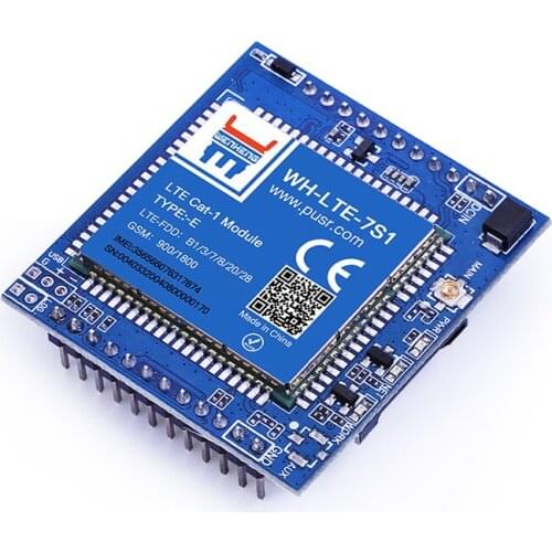 5-16V Wide Power WH-LTE7S1-E LTE Cat 1 & GSM Communication Module Supports TCP/UDP Transparent Transmission