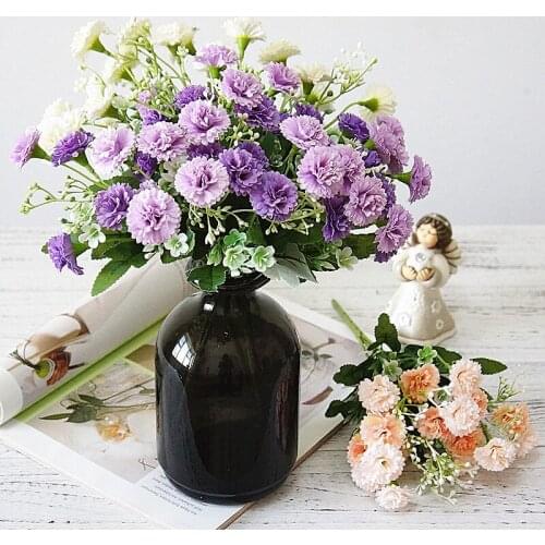 7pcs/lot Korean Small Lilac 20 Heads Bouquet Wedding Artificial Silk Flower Home Decoration Fake Flowers Handmade Diy Material