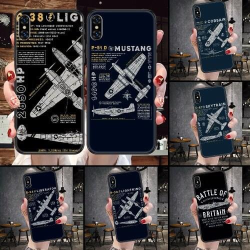 F4U Corsair Fighte P-38 Phone Case For iphone 5 5S SE 2 6 6S 7 8 11 12 Mini Plus X XS XR Pro Max black 3D shell tpu cell cover