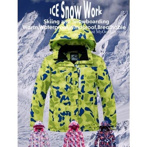 Childrens Snow Suit Wear Outdoor Waterproof Costume Coats Winter Snowboard Clothing Ski Jacket Strap Pant For Boys and Girls