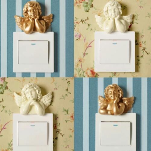 European resin switch board wall decoration stereo Angel socket household wall hanging decoration