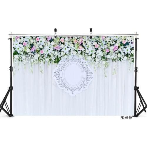 Photo Background Flowers White Curtain Customized Backdrop Photography Props for Wedding Children Birthday Baby Shower Photocall