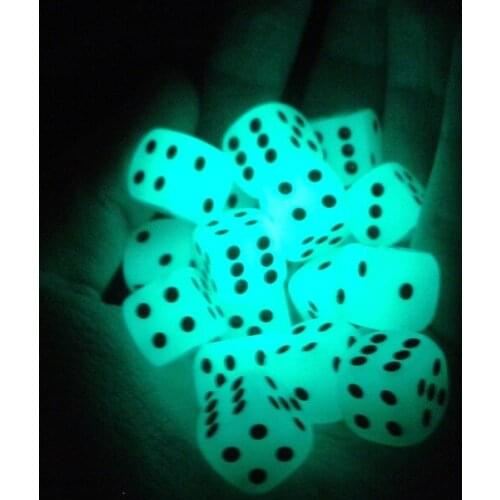 Hot Sale 5 Pcs 14mm 6 Sided Noctilucent Dice Night Light Cubes Round Corner Dice Fun Bar KTV Entertainment Luminous Game Dices