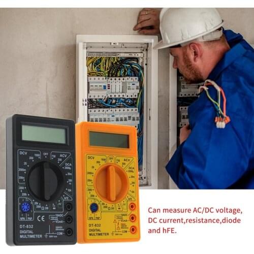 DT-832 Digital Multimeter 1999Display Count AC/DC Volt Amp Ohm Diode hFE Continuity Tester Ammeter Voltmeter Ohmmeter Multimeter