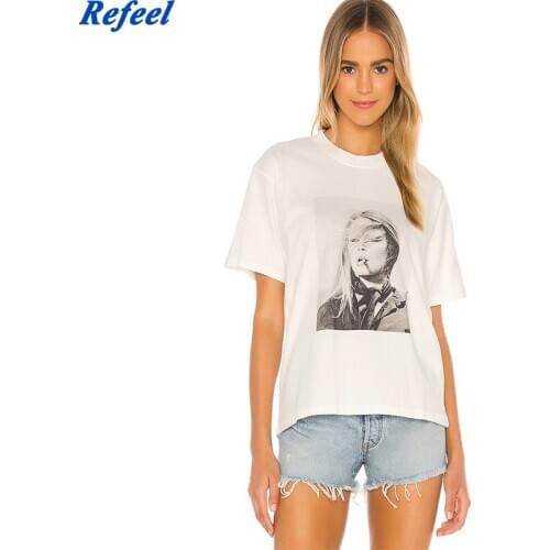 Spring summer girls cotton T-shirt white printing casual O-neck simple tees tops new arrivals 2021