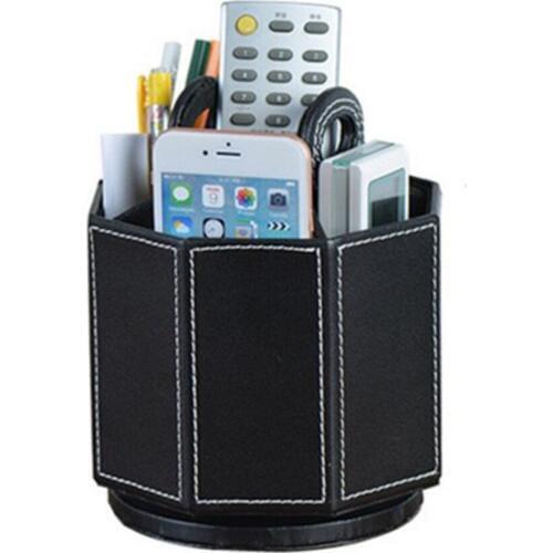 PU Leather Rotatable Remote Control Holder Storage box for TV Remote Phone Eyeglasses pen