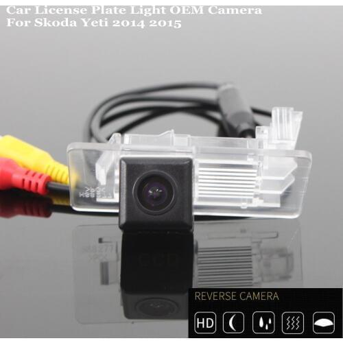 JanDeNing HD CCD Car Rear View Parking/Backup Reverse Camera/ License Plate Light OEM For Skoda Yeti 2014 2015