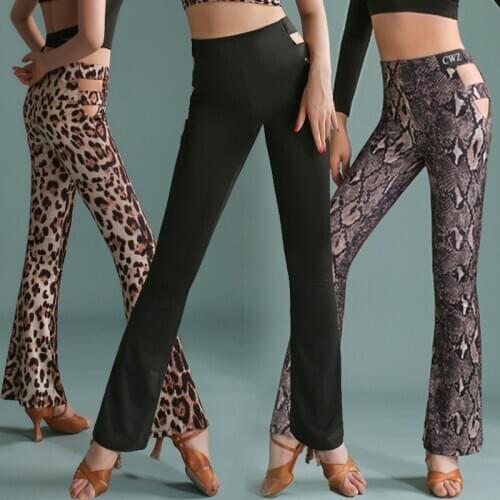 Latin Dance Costume Women Dancing Pants Sexy High Waist Black/Leopard Ballroom Trousers Latin Competition Practice Wear BL5539