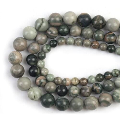 Natural Stone Green Wood Quartz Smooth Loose Spacer Beads 15''6/8/10mm For Jewelry Making DIY Bracelet Necklace Accessories