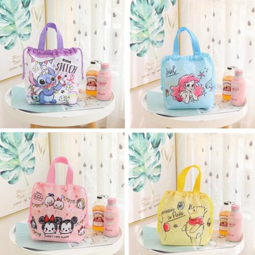 Disney Mermaid Mickey Minnie Cute Purses and Handbags for Women Fashion Lunch Box Storage Bag Kids Outdoor Travel Picnic Bag