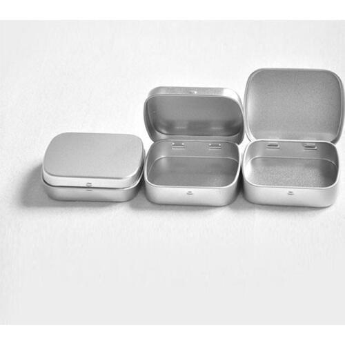 Mini Tin Box Gift Box Mint Metal Box White Black Silver Rectangle Plain Storage Boxes W9293