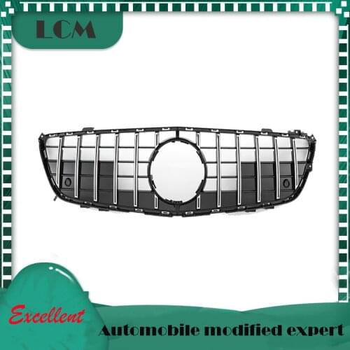 ABS Plastic Front Bumper Racing Grille For-Mercedes For-Benz SL-class R231 GT Style 12 13 14 15 16 with Emblem