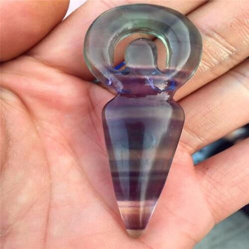 Natural seven-color fluorite crystal pendant, fluorite crystal carving crystal pendant, ladies pendant