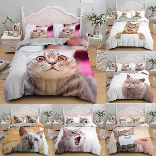 3D Cat Bedding Duvet Cover With Pillowcase Set Animal Print
