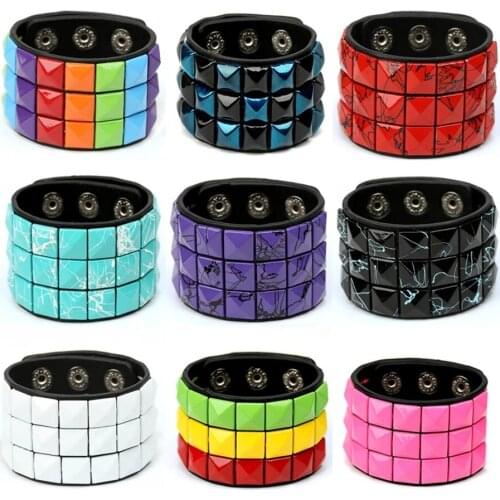 New Fashion Leather Button Adjustable Wide Bracelet Unisex Gothic Punk Bohemian Hip Hop Rock Mens And Womens Bracelet Jewelry