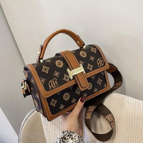 Luxury Lady Messenger Bag Crossbody/Shoulder Bag Designer Brand Womens Handbag Retro Printed Panelled Leather Bag With 2 Straps