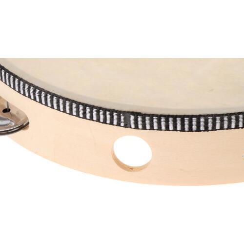 Hand Held Tambourine Drum Metal Jingles Percussion Musical Educational Toy Instrument for KTV Party Favors (10inch)