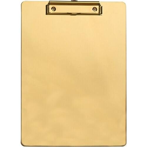 Nordic Gold Stainless Steel Document Writing Board Clip Plate Restaurant Ordering Plywood Menu Clip File Splint