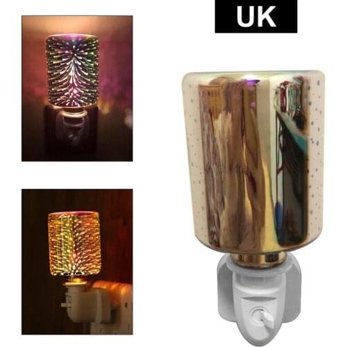 3D Glass Essential Oil Burner Aromatherapy Wax Candle Warmer Diffuser Aroma Night Light Decoration for Home Office UK Plug