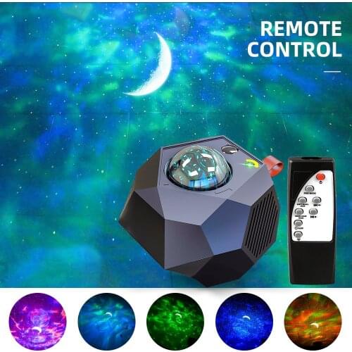 LED Aurora Galaxy Starry Sky Projector Lamp Ocean Wave Projection Moon Night Light with Bluetooth Speaker Home Bedroom Decor