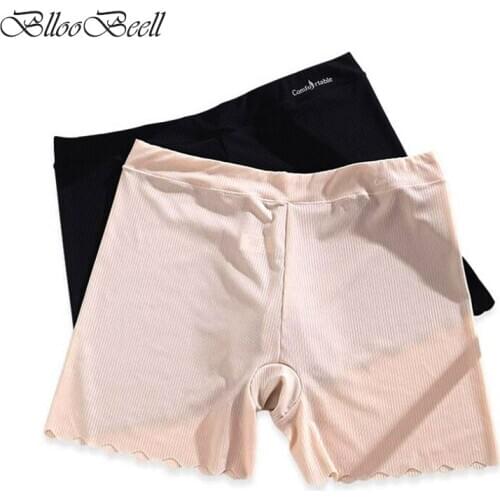 New Women Safety Short Pants ice silk Womens Safety Boxer Shorts Wave Edge Underpants Seamless Panties Cotton Crotch 3XL