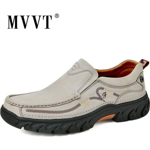 Hand-stitching Genuine Leather Shoes Men Outdoor Breathable Men Loafers Casual Leather Men Shoes Slip On Hot Sale Foot Wear