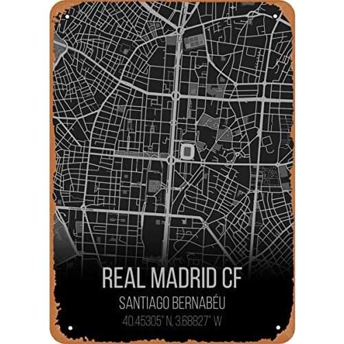 Vintage Look Metal Sign Sport Teams Stadium Maps Real Madrid 8"X12" Tin Plate Wall Decor