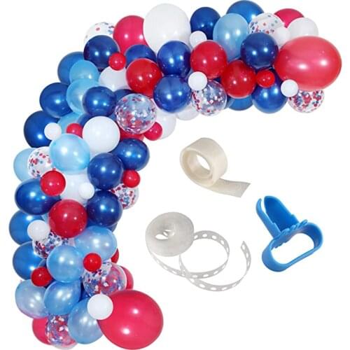142Pcs/lot Navy Blue Red White Balloons Garland Navy Red White Confetti Balloon Arch for Kids Baby Shower Birthday Party Decor