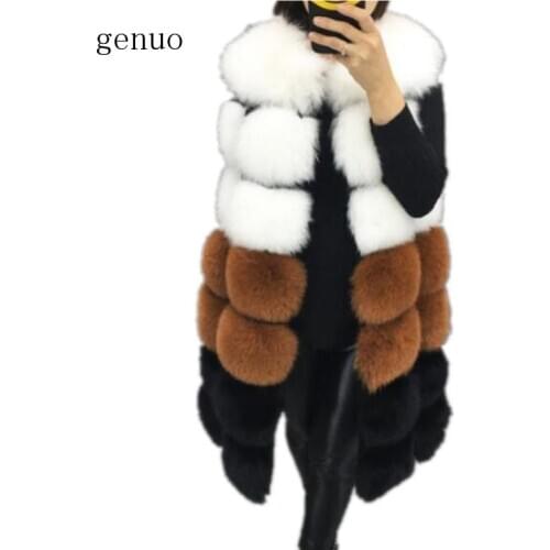 High Quality New Fashion winter womens fur vest coat Warm long vests fur vests Women faux fur vest coat outerwear jacket