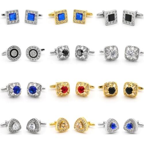 High Quality Crystal Series Cuff Links Hand Designed Brass Material Designer Cuff Links Wedding Gift Festival