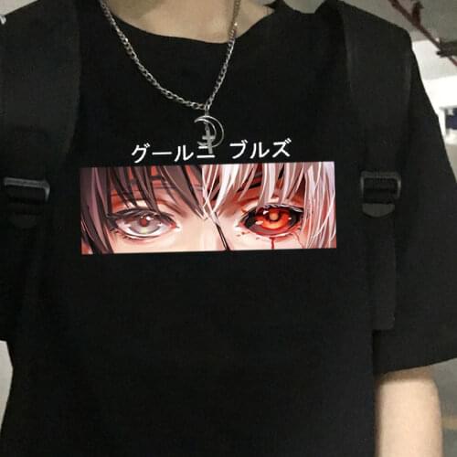 Japan Anime Punk Tokyo Ghoul Kaneki Ken Drucken Lose T-shirt Harajuku Casual Kuhlen Chic Cartoon Streetwear Funimation Frauen He