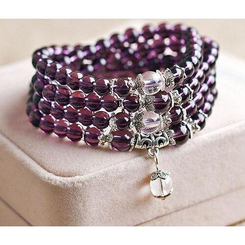 Ethnic Style Womens 6mm Crystal Stone Buddhist 108 Prayer Beads Mala Bracelet Necklace New for Women