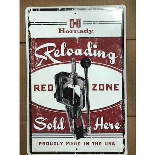 Hornady Reloading Redzone Tin Sign Tin & Metal Sign Wall Poster Wall Decor Home Office Bar Pub Store Garage Coffee Shop sign