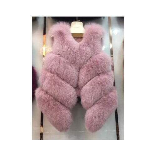 Winter Sleeveless Real Genuine Fur Womens Vest Coat Plus Size Fox Luxury Warm Women Vests Coats Womens Chic Jacket Lady