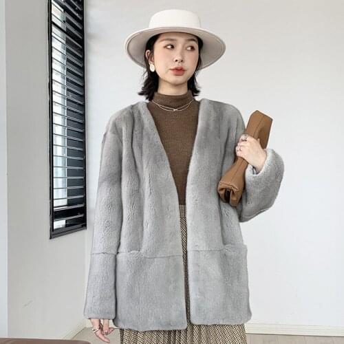 Fangtai 2020 winter new mink coat womens whole mink short imported velvet mink fur coat cardigan