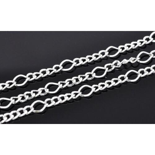 Lovely 10M Silver Plated Links-Opened Chains 8x5.5mm 5x3.5mm (B13969)