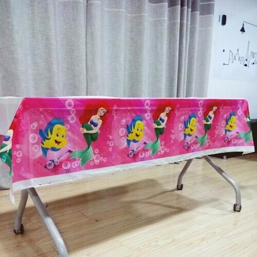 108cm*180cm Mermaid Babyshower Theme Party Disposal Table Cloth Birthday Party Decoration Kids Favor Party Supplies Set