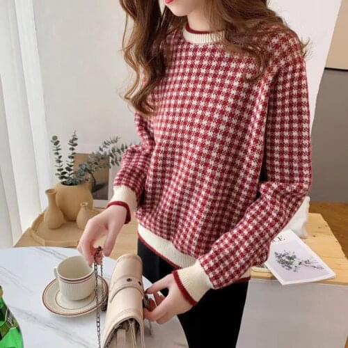 2021 ladies fashion new Korean version of all-match knit sweater long sleeve round neck pullover loose sweater women