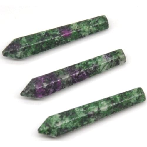 3PCS Natural Stone Ruby Zoisite Hexagonal Point Pendants Accessory Healing Crystal Column Necklaces Pendulum Reiki Chakra