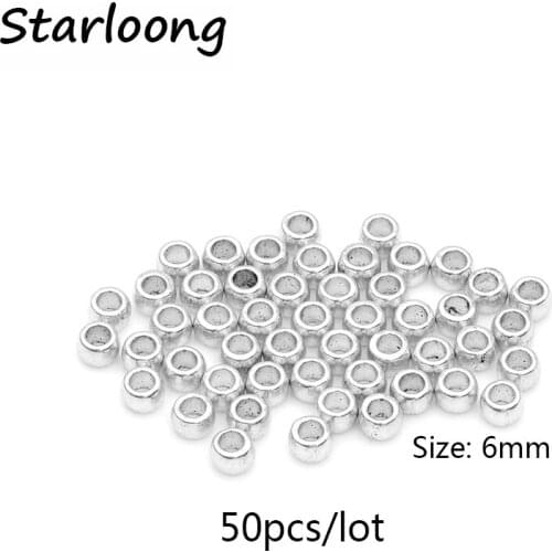50pcs/lot antique silver plated zinc alloy round big hole spacer beads connector DIY Jewelry making for bracelet necklace