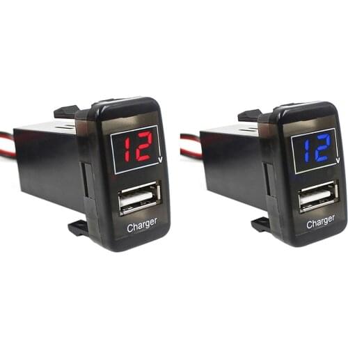 5V 2.1A Car USB Charger for Toyota USB Charger Audio Adapter Socket Cable Port Interface Cable Dashboard With Voltmeter 12v