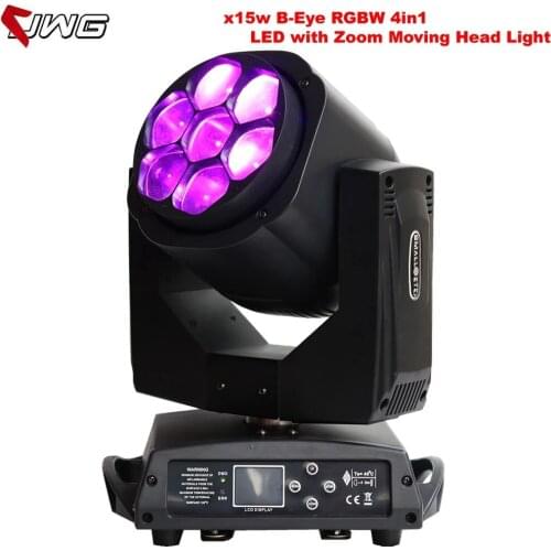 Free Shipping Zoom Bee Eye 7*15W RGBW 4IN1 Led Moving Head Light/Stage Event DMX512 Wash Beam Moving Head DJ Disco Light