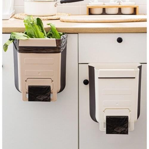 Large Kitchen Trash Can Cabinet Hanging Folding Trash Bin for Car Trash Can Kitchen Rag Garbage Bag Storage Organizer Bucket