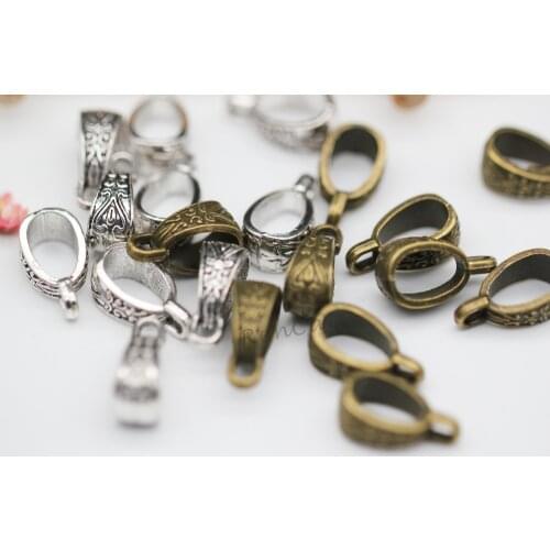 50pcs 15x9mm Tone Bail Beads Fit Charm Bracelet Findings Antique Silver /Bronze For Men&Women DIY Jewelry Accessories Making