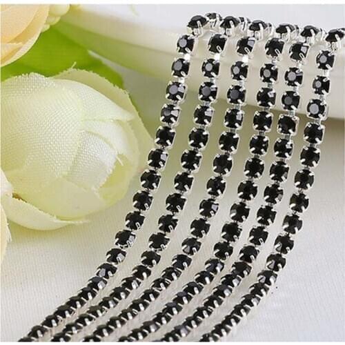Fashion 2/2.5/2.8/3mm Flatback Rhinestone Chain For DIY Craft artesanato Sewing Clothes Decor Accessories 23 Colors to choose