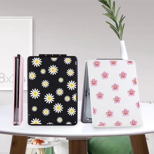 Flower Makeup Mirror with Double Sides for Cool Lady Folding Magnifying Portable Travel Compact Pocket Cosmetic Vanity Mirrors