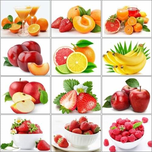 Evershine Diamond Embroidery Fruit Cross Stitch Full Square Round Diamond Painting Landscape Rhinestones Pictures Crafts Kit