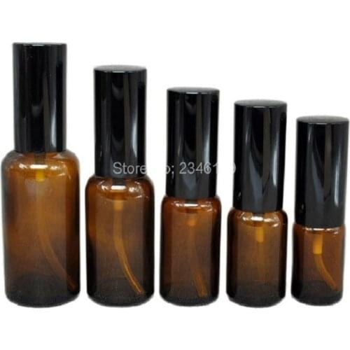 10ml 15ml 20ml 30ml 50ml 20pcs Amber Glass Spray Bottle Lotion Pump Bottles Small Cosmetic Container Empty Refillable Packaging